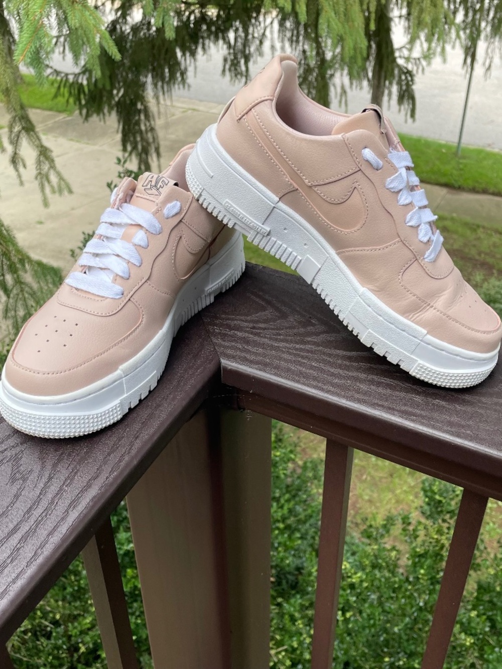 Nike Air Force 1 Pixel "Particle Beige" / Pink Chunky Sneakers - Size Women's 7